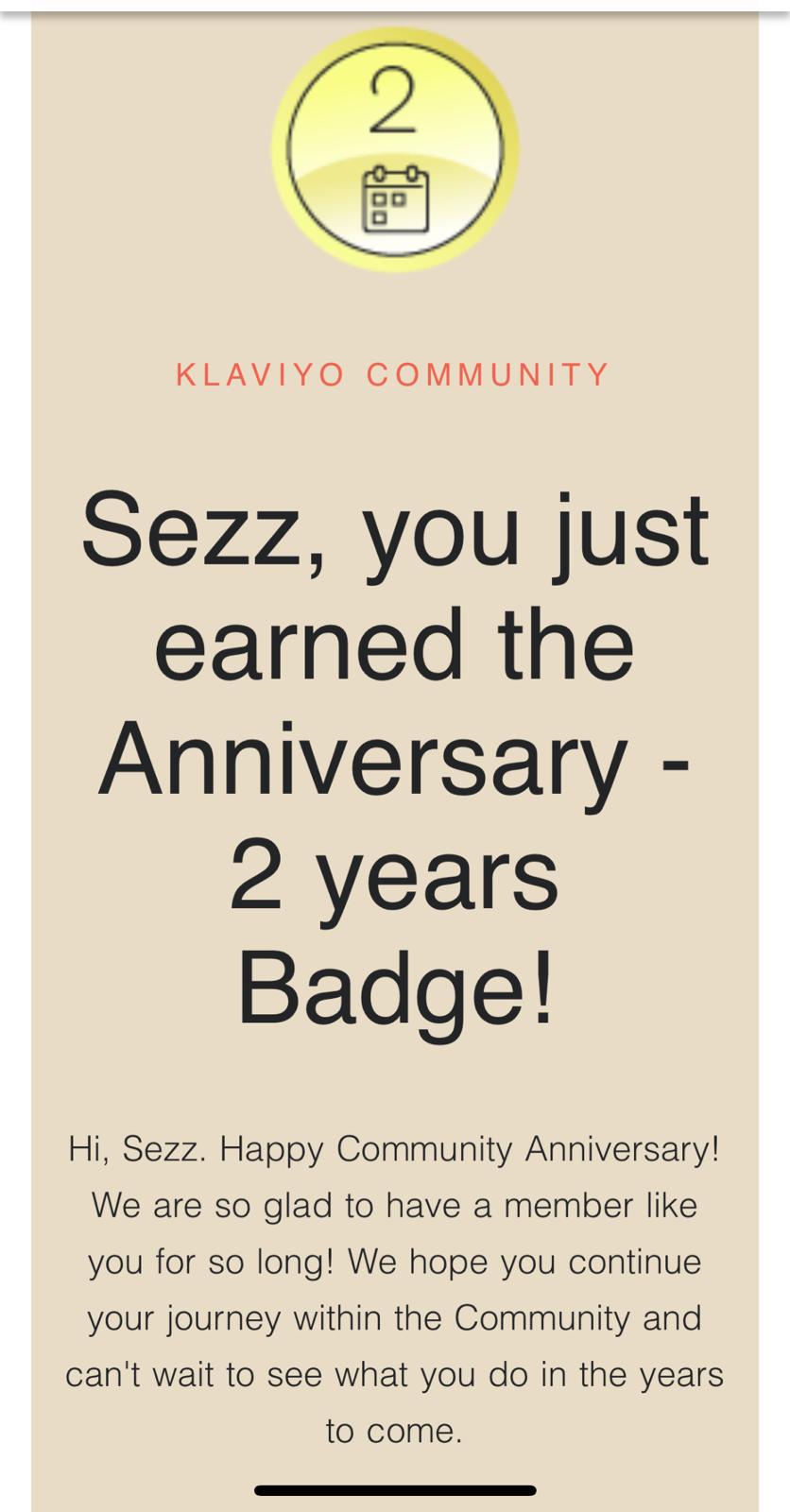 Klaviyo anniversary email